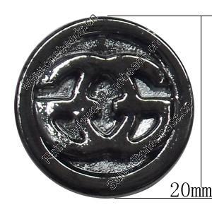 Metal Alloy Button, Costume Accessories，20mm in diameter，Flat Round, Sold by Bag