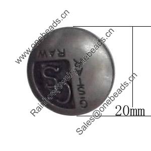 Metal Alloy Button, Costume Accessories，20mm in diameter，Flat Round, Sold by Bag