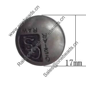 Metal Alloy Button, Costume Accessories，17mm in diameter，Flat Round, Sold by Bag