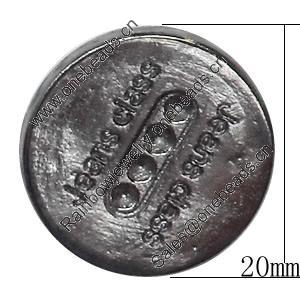 Metal Alloy Button, Costume Accessories，20mm in diameter，Flat Round, Sold by Bag