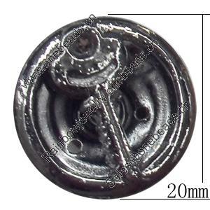 Metal Alloy Button, Costume Accessories，20mm in diameter，Flat Round, Sold by Bag