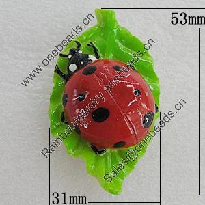 Fridge Magnet, Resin Cabochons With Magnet Beads, Leaf 53x31mm, Sold by PC