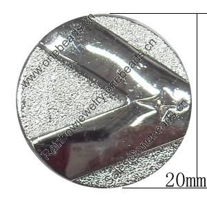 Metal Alloy Button, Costume Accessories，20mm in diameter，Flat Round, Sold by Bag