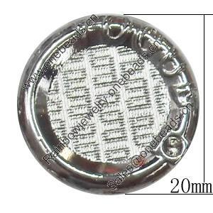 Metal Alloy Button, Costume Accessories，20mm in diameter，Flat Round, Sold by Bag