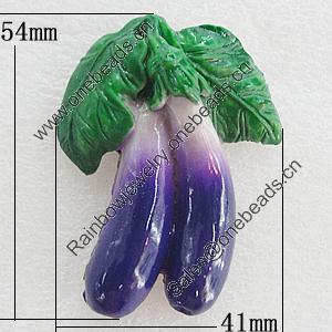 Fridge Magnet, Resin Cabochons With Magnet Beads, Eggplant 54x41mm, Sold by PC
