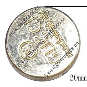 Metal Alloy Button, Costume Accessories，20mm in diameter，Flat Round, Sold by Bag