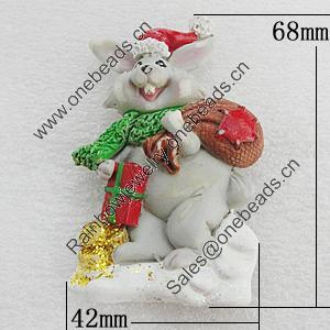 Fridge Magnet, Resin Cabochons With Magnet Beads, Rabbit 68x42mm, Sold by PC