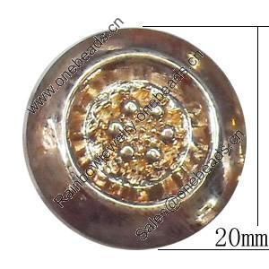 Metal Alloy Button, Costume Accessories，20mm in diameter，Flat Round, Sold by Bag