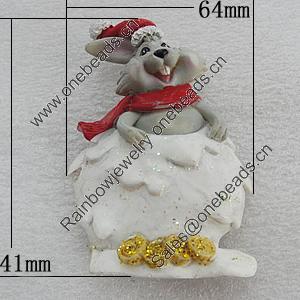 Fridge Magnet, Resin Cabochons With Magnet Beads, Rabbit 64x41mm, Sold by PC