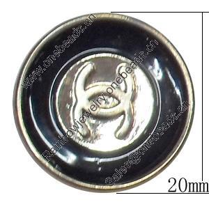 Metal Alloy Button, Costume Accessories，20mm in diameter，Flat Round, Sold by Bag