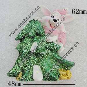 Fridge Magnet, Resin Cabochons With Magnet Beads, Rabbit 62x48mm, Sold by PC