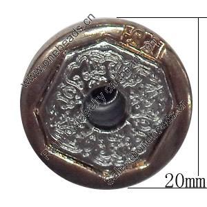 Metal Alloy Button, Costume Accessories，20mm in diameter，Flat Round, Sold by Bag