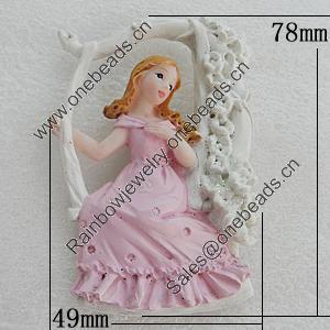 Fridge Magnet, Resin Cabochons With Magnet Beads, Girl 78x49mm, Sold by PC