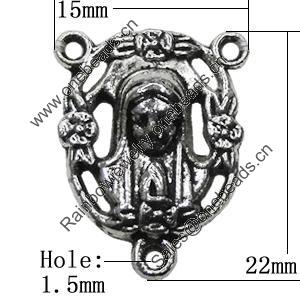 Connectors Zinc Alloy Jewelry Findings Lead-free, 15x22mm Hole:1.5mm, Sold by Bag