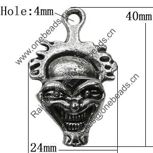 Pendant Zinc Alloy Jewelry Findings Lead-free, 40x24mm Hole:4mm, Sold by Bag