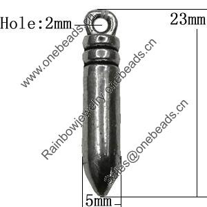 Pendant Zinc Alloy Jewelry Findings Lead-free, 23x5mm Hole:2mm, Sold by Bag