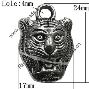 Pendant Zinc Alloy Jewelry Findings Lead-free, Animal Head 24x17mm Hole:4mm, Sold by Bag