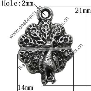 Pendant Zinc Alloy Jewelry Findings Lead-free, Animal 21x14mm Hole:2mm, Sold by Bag