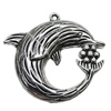 Pendant Zinc Alloy Jewelry Findings Lead-free, Dolphin 49x55mm Hole:3mm, Sold by Bag