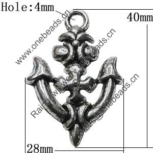 Pendant Zinc Alloy Jewelry Findings Lead-free, 40x28mm Hole:4mm, Sold by Bag