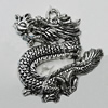 Pendant Zinc Alloy Jewelry Findings Lead-free, Dragon 38x38mm Hole:3mm, Sold by Bag