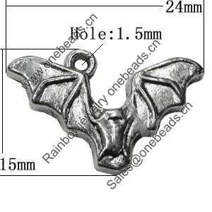 Pendant Zinc Alloy Jewelry Findings Lead-free, 24x15mm Hole:1.5mm, Sold by Bag