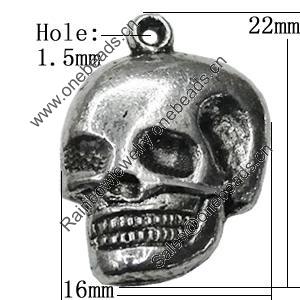 Pendant Zinc Alloy Jewelry Findings Lead-free, Skeleton 22x16mm Hole:1.5mm, Sold by Bag