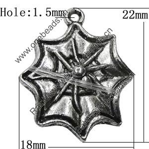 Pendant Zinc Alloy Jewelry Findings Lead-free, 22x18mm Hole:1.5mm, Sold by Bag
