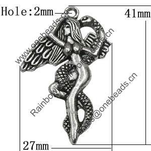 Pendant Zinc Alloy Jewelry Findings Lead-free, 41x27mm Hole:2mm, Sold by Bag