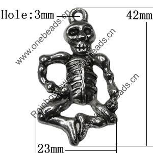 Pendant Zinc Alloy Jewelry Findings Lead-free, 42x23mm Hole:3mm, Sold by Bag