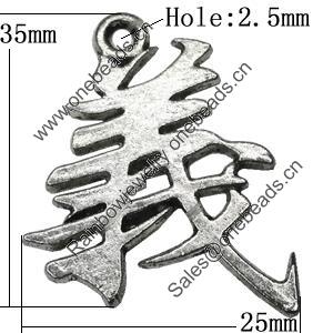 Pendant Zinc Alloy Jewelry Findings Lead-free, 35x25mm Hole:2.5mm, Sold by Bag