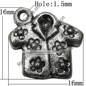 Pendant Zinc Alloy Jewelry Findings Lead-free, Cloth 16x16mm Hole:1.5mm, Sold by Bag