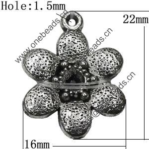 Pendants Zinc Alloy Jewelry Findings Lead-free, Flower 22x16mm Hole:1.5mm, Sold by Bag