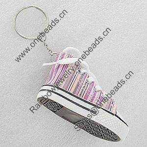 Key Chain, Iron Ring with canvas & rubber, Shoes 75x41mm, Sold by PC 