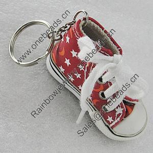 Key Chain, Iron Ring with canvas & rubber, Shoes 75x41mm, Sold by PC 