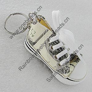 Key Chain, Iron Ring with canvas & rubber, Shoes 75x41mm, Sold by PC 