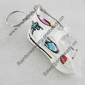 Key Chain, Iron Ring with canvas & rubber, Shoes 75x41mm, Sold by PC 