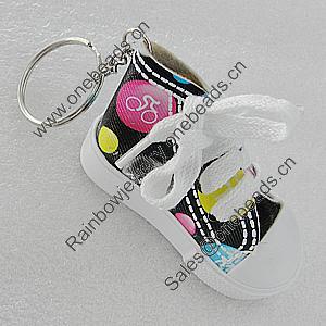 Key Chain, Iron Ring with canvas & rubber, Shoes 75x41mm, Sold by PC 