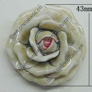 Porcelain Pendants, Flower Size:About:43mm Hole:5mm, Sold by PC