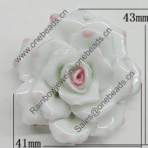 Porcelain Pendants, Flower Size:About:43x41mm Hole:5mm, Sold by PC