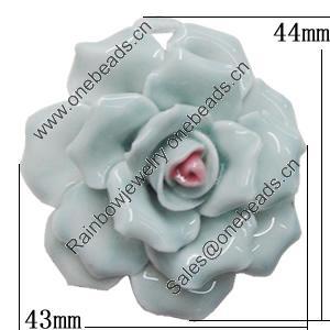 Porcelain Pendants, Flower Size:About:44x43mm Hole:5mm, Sold by PC