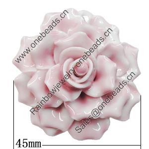 Porcelain Pendants, Flower Size:About:45mm Hole:5mm, Sold by PC