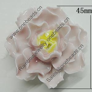 Porcelain Pendants, Flower Size:About:45mm Hole:5mm, Sold by PC