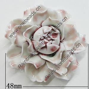 Porcelain Pendants, Flower Size:About:48mm Hole:5mm, Sold by PC