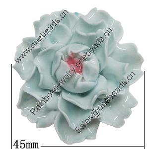 Porcelain Pendants, Flower Size:About:45mm Hole:5mm, Sold by PC