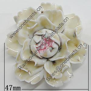 Porcelain Pendants, Flower Size:About:47mm Hole:5mm, Sold by PC