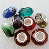 Handmade European Style Crystal Beads, Mix colour, Platina Plated Color Copper Core, 9x14mm Hole:approx 5mm, Sold by Bag