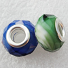 Handmade European Style Crystal Beads, Mix colour, Platina Plated Color Copper Core, 9x14mm Hole:approx 5mm, Sold by Bag