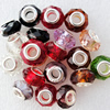 Handmade European Style Crystal Beads, Mix colour, Platina Plated Color Copper Core, 9x14mm Hole:approx 5mm, Sold by Bag