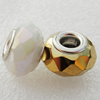 Handmade European Style Crystal Beads, Platina Plated Color Copper Core, 9x14mm Hole:approx 5mm, Sold by Bag